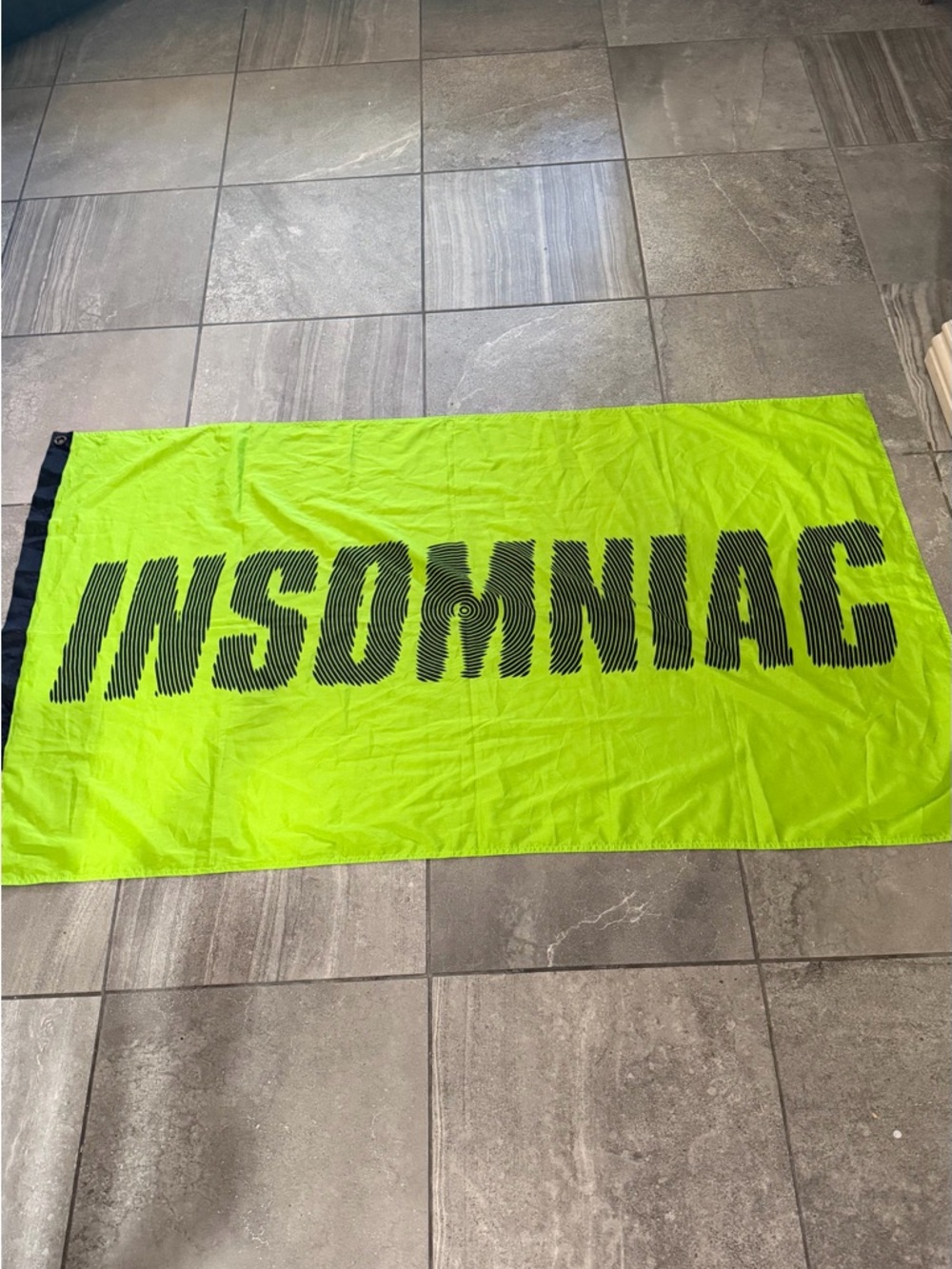 INSOMNIAC Neon Green Flag Banner